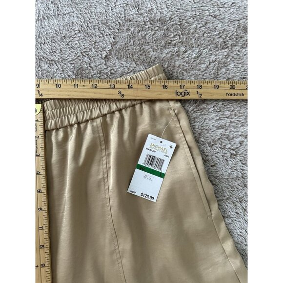 Michael Kors Satin Utility Cargo Pants Women’s Sz L Khaki pull on New - Picture 12 of 16